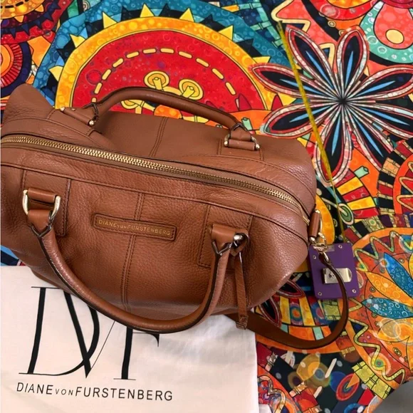 Diane Von Furstenberg Authentic Leather Satchel/ Shoulder Bag - Picture 15 of 16